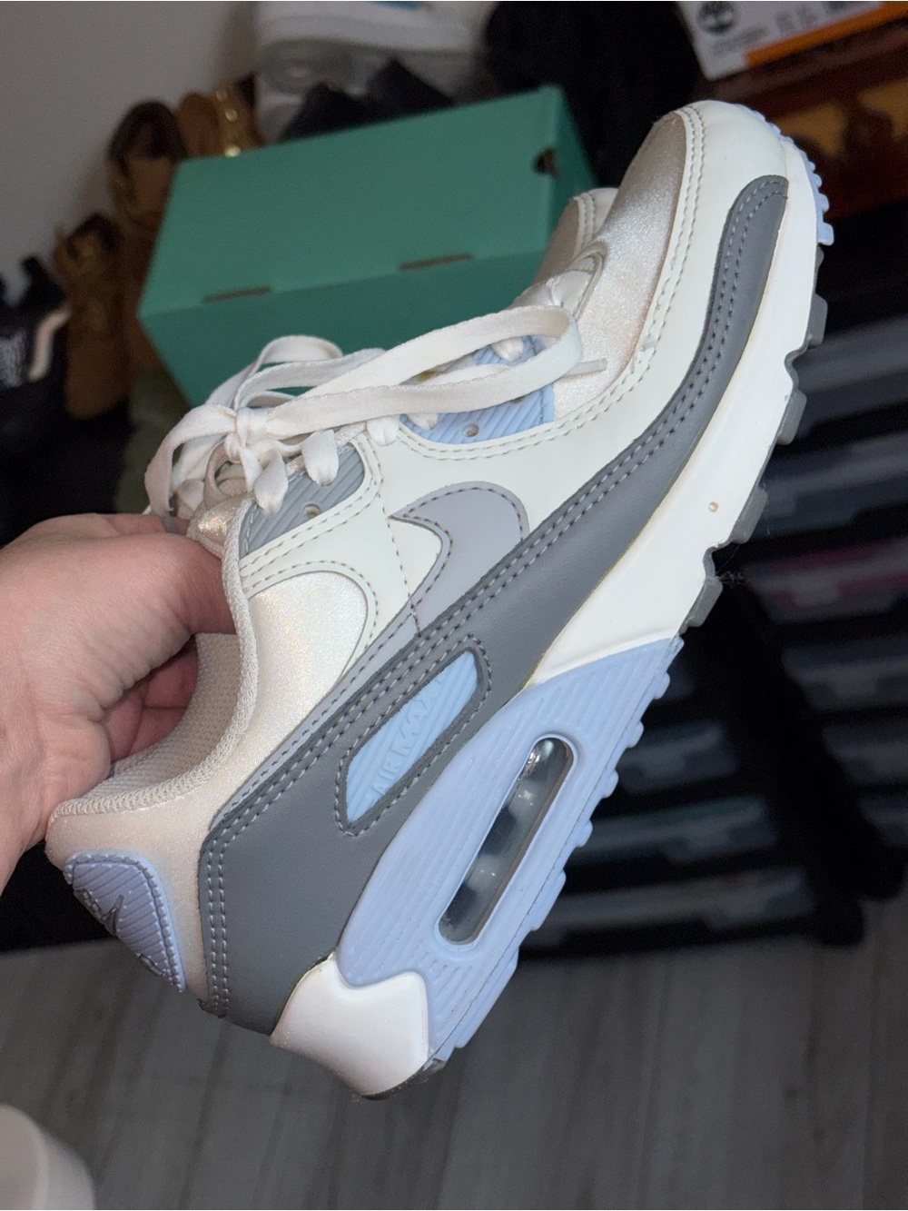 Nike Women’s Air Max Sneakers in White, Light Blue & Gray